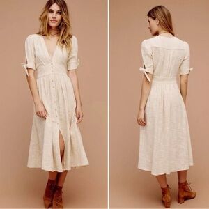 Elegant Beige Midi Dress